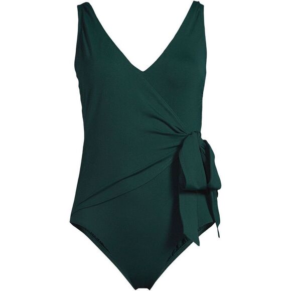 Lands' End Other - Land's End plus size side tie wrap one piece V-neck swimsuit balsam soft cup 16